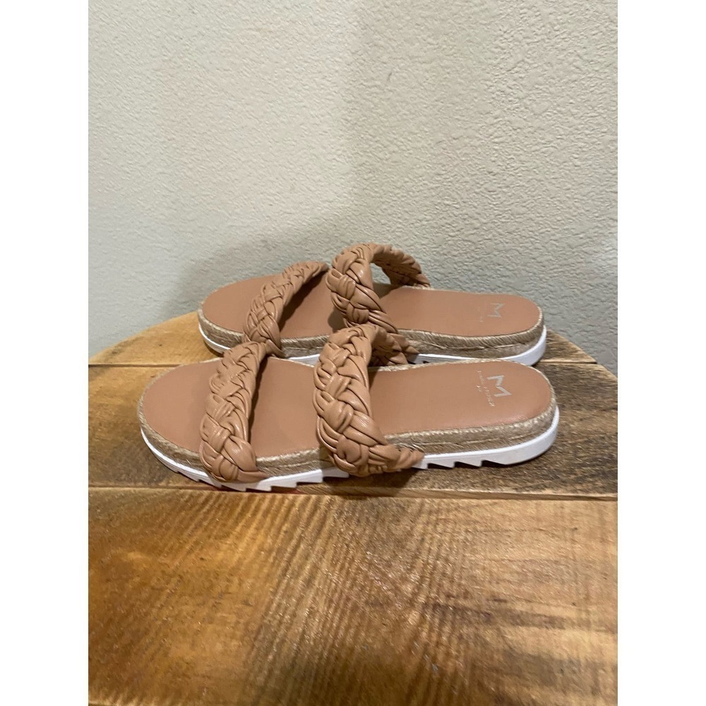 Marc Fisher LTD Jaimee Brown Leather Braided Espadrille Sandals Size 8.5 - Picture 5 of 8